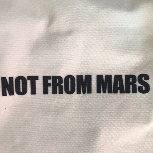 NWOT Not from Mars cream & black heavy duty canvas tote bag, book bag, carry all - Picture 5 of 8